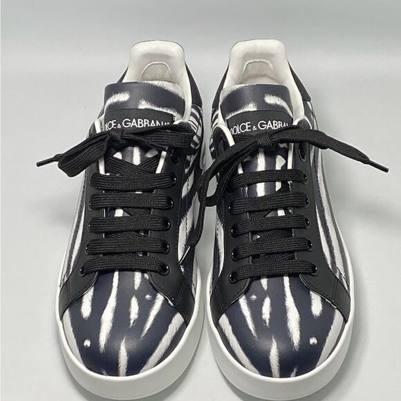 DOLCE&GABBANA Portofino Zebra-Print Sneakers size 37 - Picture 3 of 11